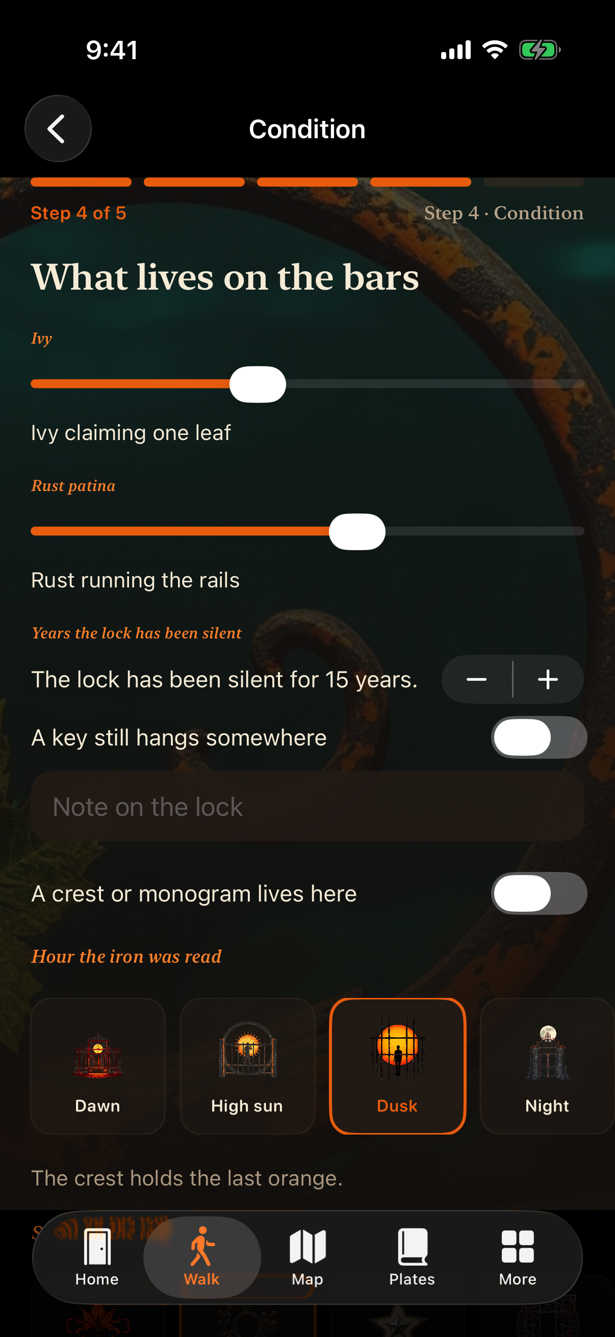 Condition step screen